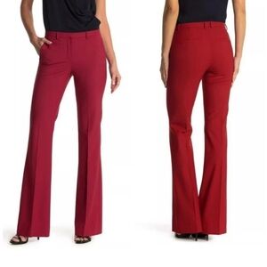 Theory Demitria Crimson Melange Wool Trouser Pants
